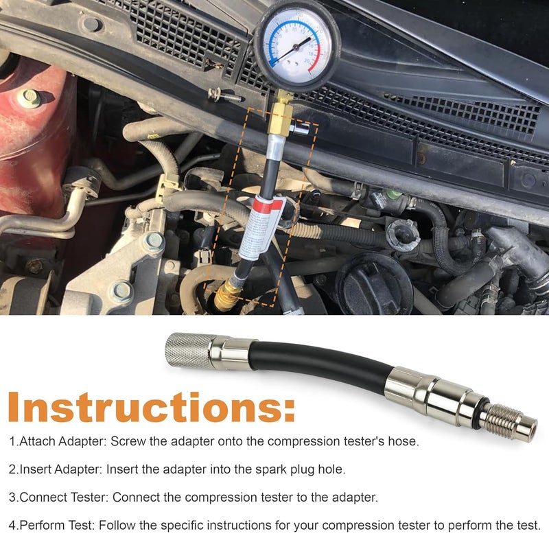 Jetuplusllc Compression Tester 12mm Adapter Compatible with 2008 and Newer Ford 4.6, 5.4 and 6.8L 3-Valve Engines with 12mm Spark Plugs - Image 4
